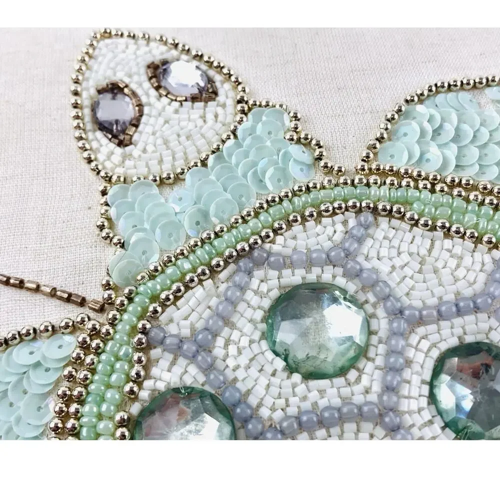 Pier 1 Beaded Sea Turtle Green Pillow with Zipper Mint Sage Beach Ocean Life Rid